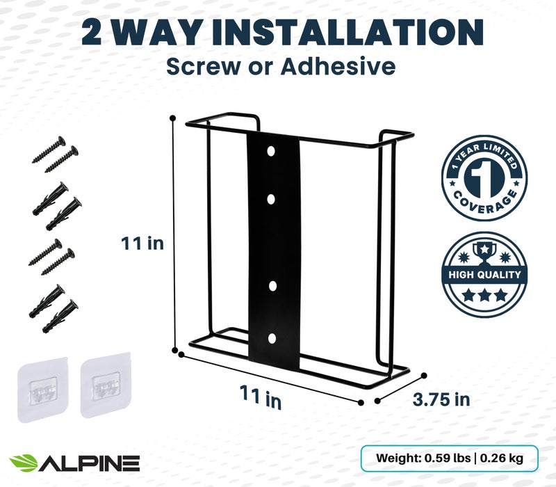Alpine Glove Holder for Wall Mount - Latex Glove Holder Wire Glove Dispenser for Wall Disposable Glove Box & Tissue Box - Fits 2 Boxes (Black) - Image 3